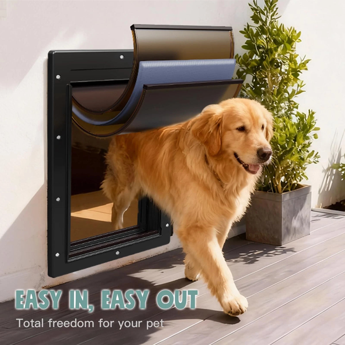 Dog Door 3 Flap, Plastic Dog Door for Wall, Large Doggy Door, Dogie Door
