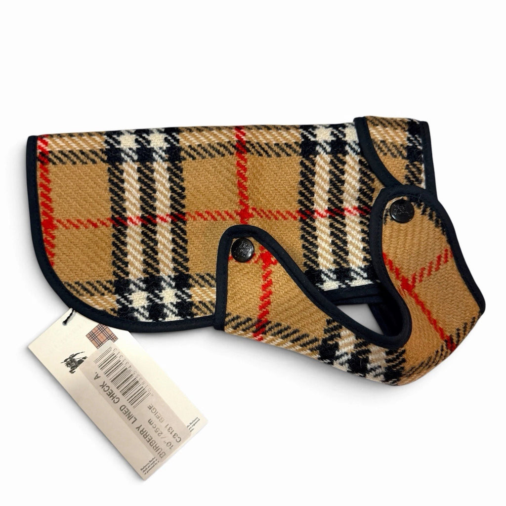 Burberry Nova Check Wool Beige Dog Jacket Dog Coat Dog Wear Size 10" 25cm Unused