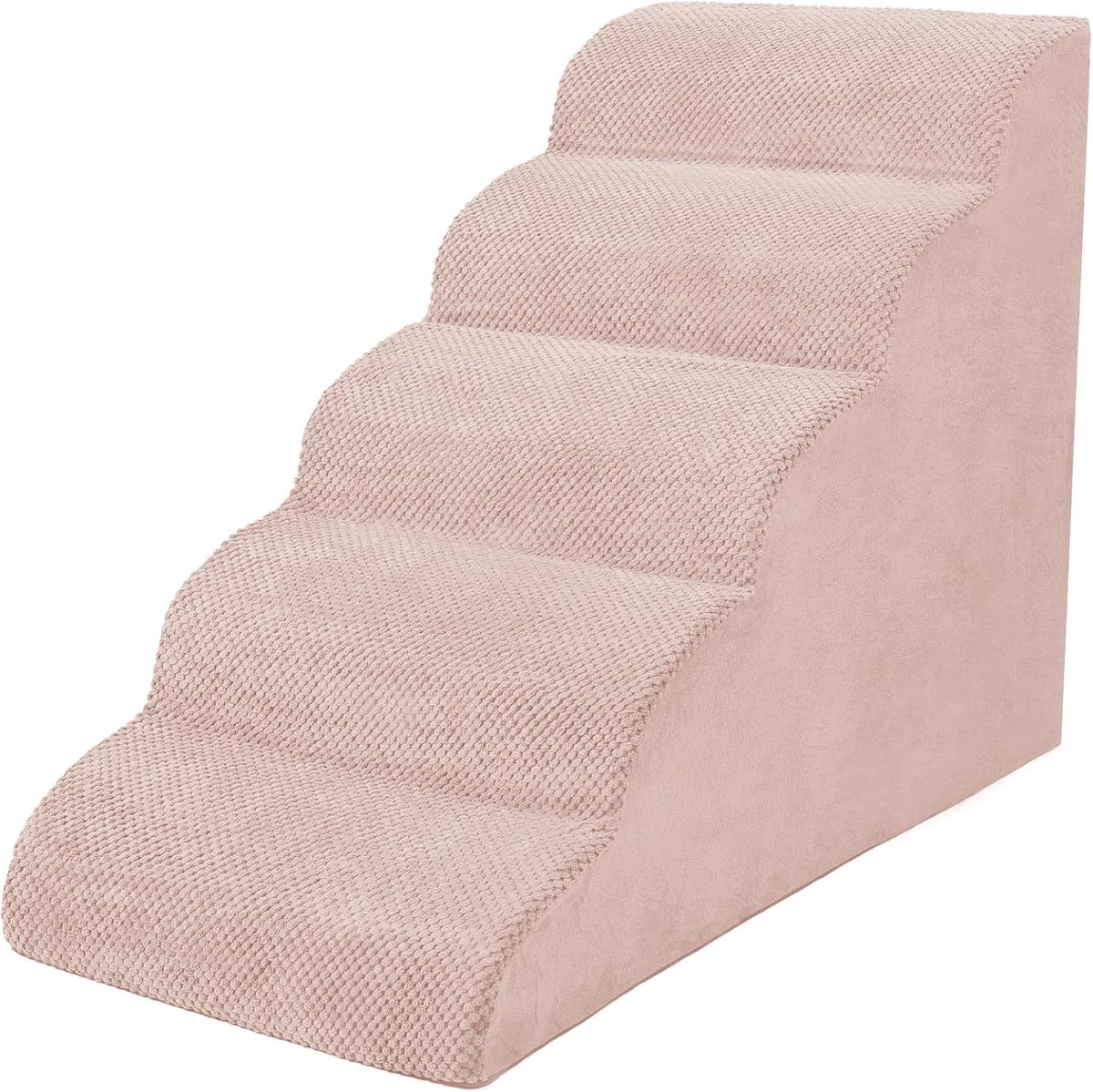 5-Tier Foam Dog Stair Extra Wide Non-Slip Pet Ramp for High Bed & Couch & Window