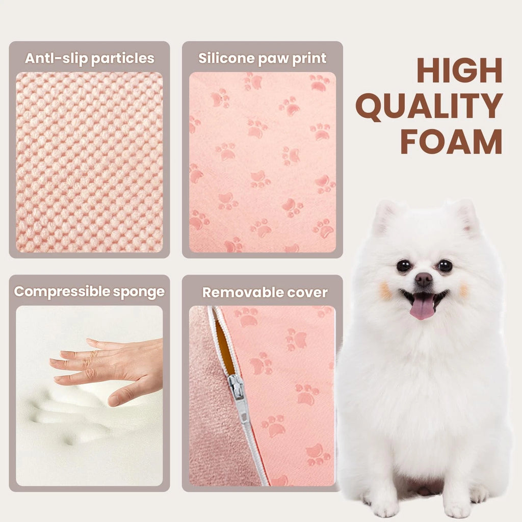 5-Tier Foam Dog Stair Extra Wide Non-Slip Pet Ramp for High Bed & Couch & Window