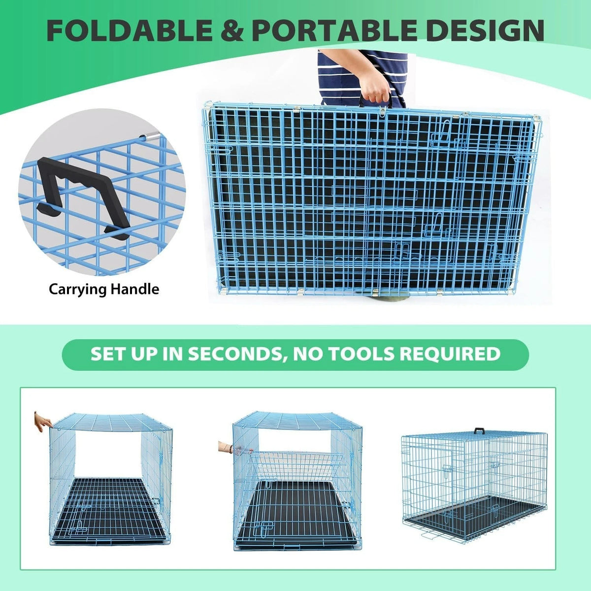 18,24,30,36,42,48 Inch Dog Crates for Large Dogs Folding Mental Wire Dog Kennels