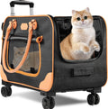 Pet Carrier with Wheels for Large Cats Small Dogs up to 38LB Rolling Cat Carrier