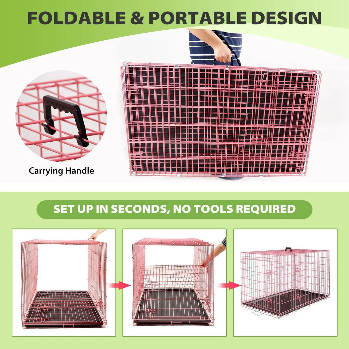 18,24,30,36,42,48 Inch Dog Crates for Large Dogs Folding Mental Wire Dog Kennels