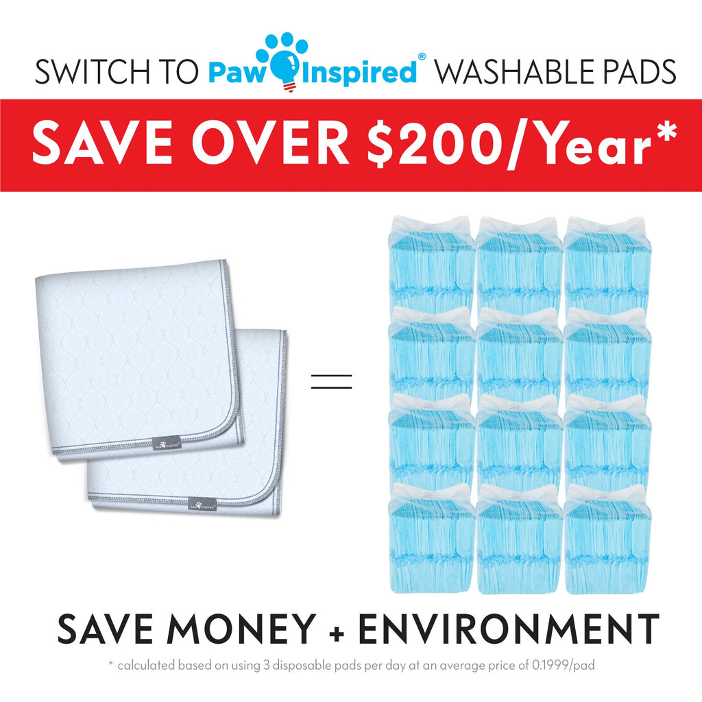 Paw Inspired Washable Dog Pads, Reusable Puppy Pee Wee Training Pads Extra Large