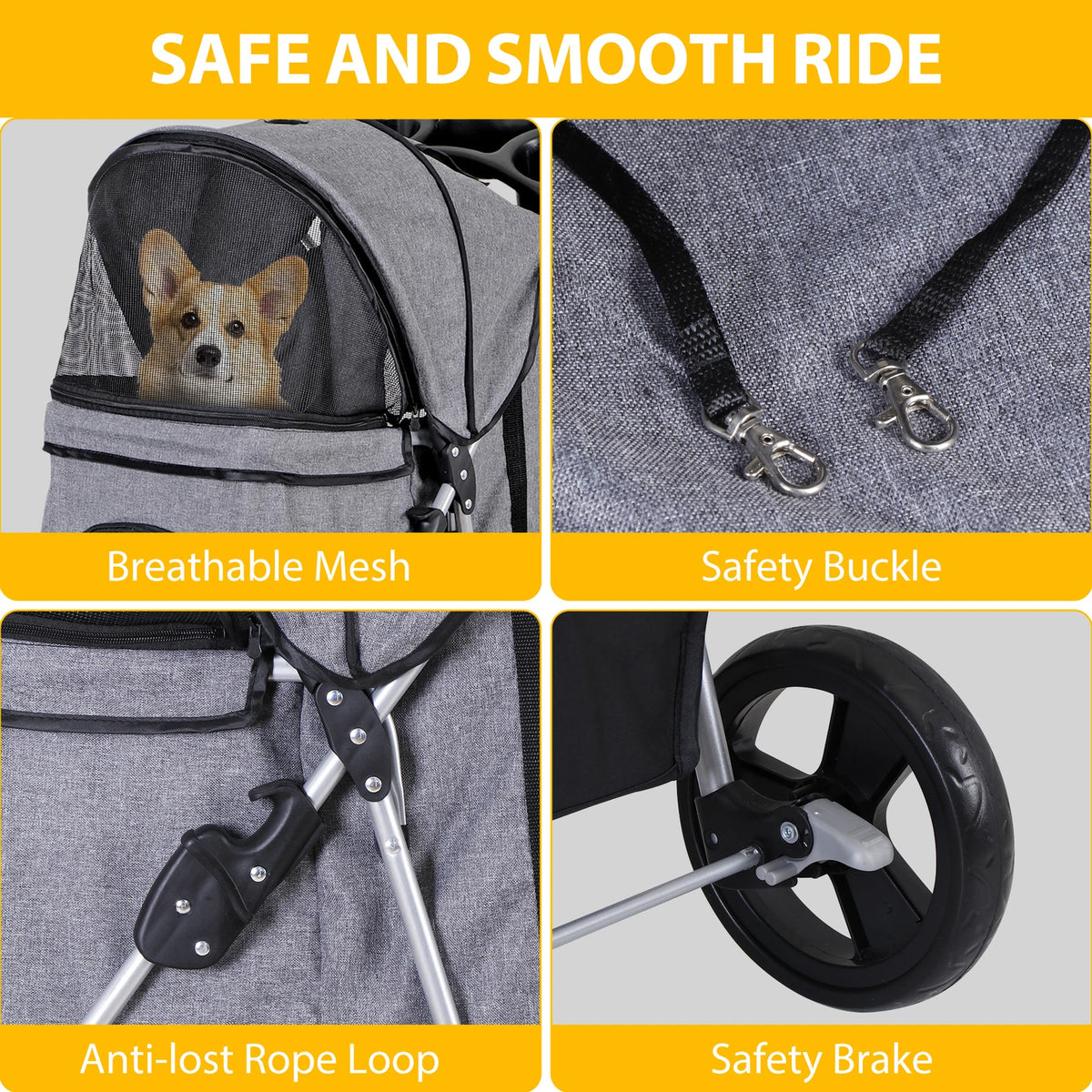 Pet Stroller for Medium Small Dogs Foldable 4 Wheels Dog Strollers Lightweight