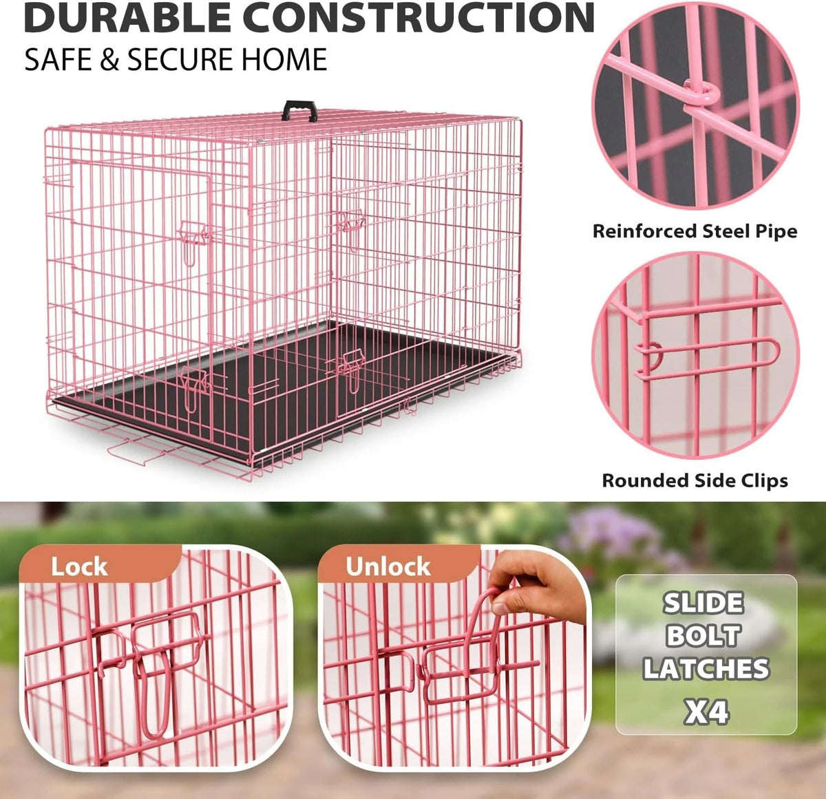 18,24,30,36,42,48 Inch Dog Crates for Large Dogs Folding Mental Wire Dog Kennels