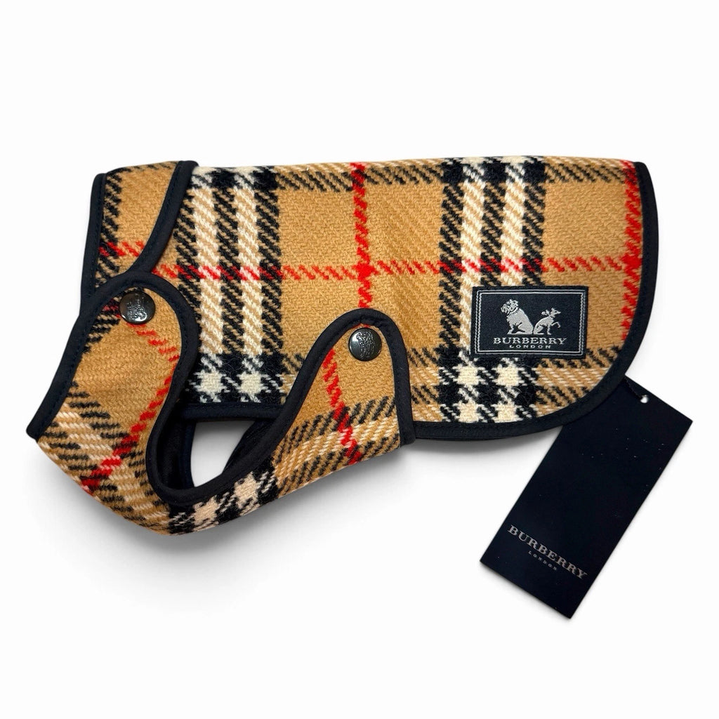 Burberry Nova Check Wool Beige Dog Jacket Dog Coat Dog Wear Size 10" 25cm Unused