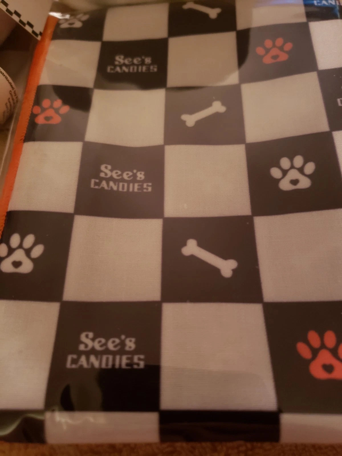 See's Candy Plush Dog Toys and Sees Dog Bandana! Lot of 4 Sees , Sold Out!