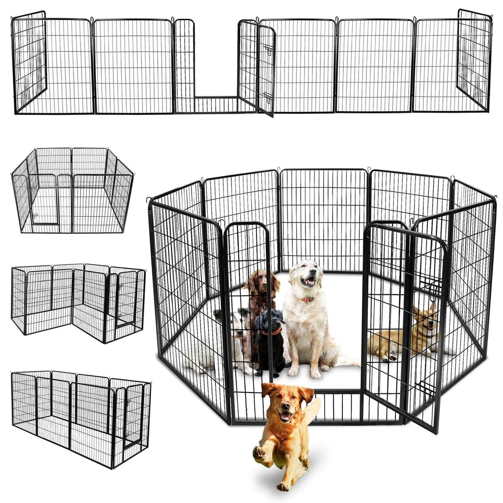 Foldable 8 Panels 40'' Large Dog Playpen Dog Fence Puppy Exercise Pen with Doors
