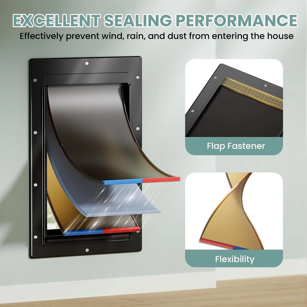Dog Door 3 Flap, Plastic Dog Door for Wall, Large Doggy Door, Dogie Door