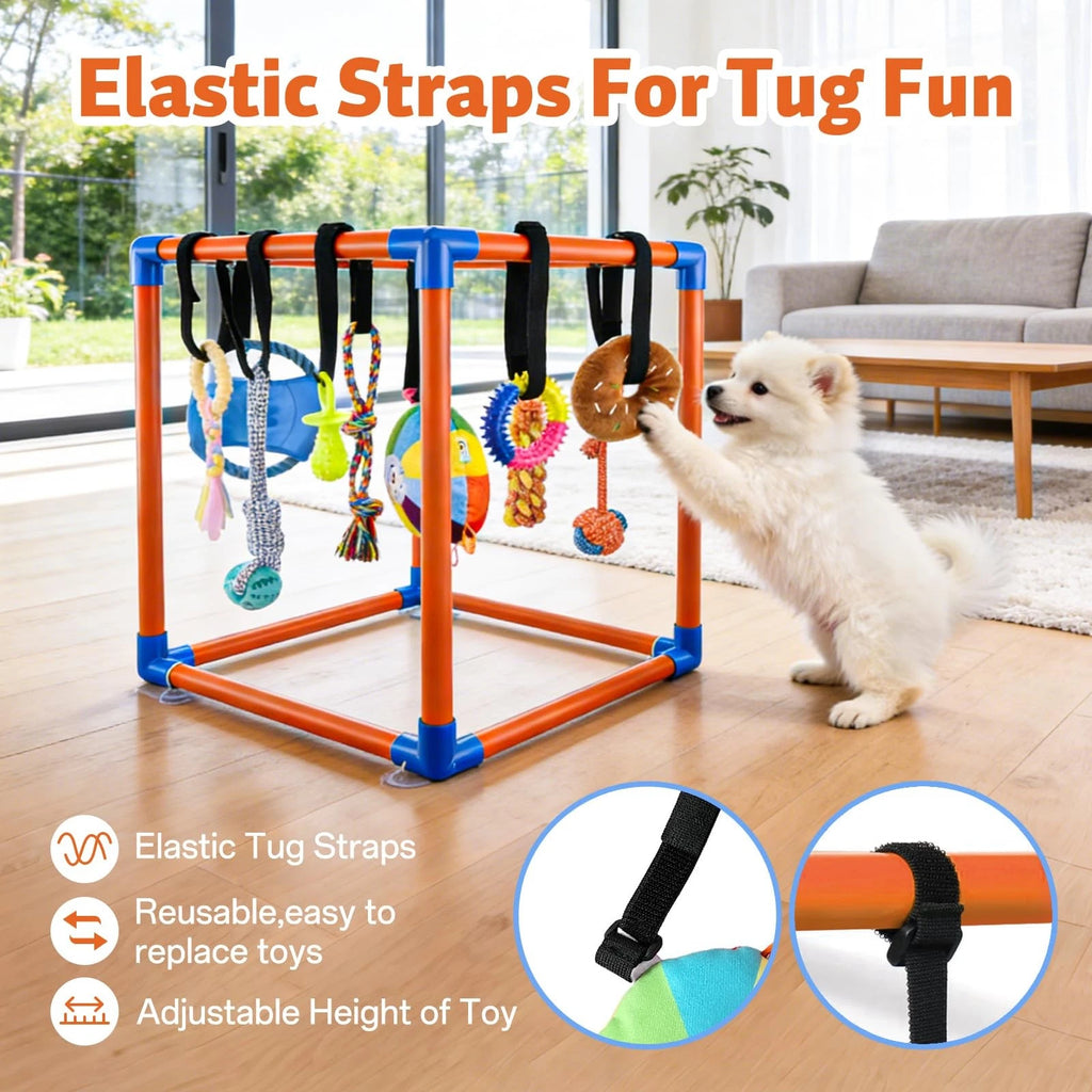 Puppy Play Gym with 10 Hanging Toys for Small/Medium Dogs, Dog Gym Playground, D