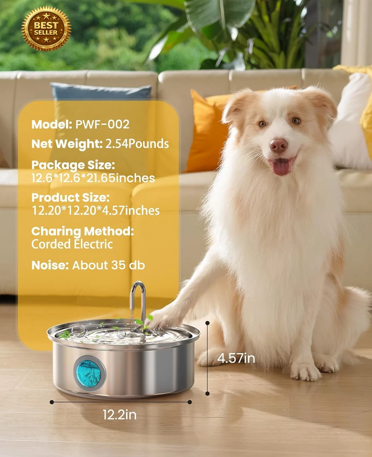 7L/230Oz Dog Water Fountain for Multi-Pet Household,Pwf002