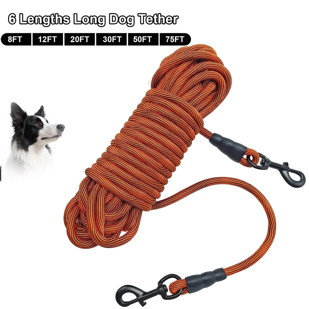 Heavy Duty Dog Tie Out Tether Long Training Leash Outdoor Yard Camp Rope Lead