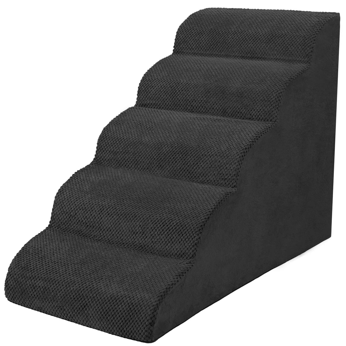 5-Tier Foam Dog Stair Extra Wide Non-Slip Pet Ramp for High Bed & Couch & Window