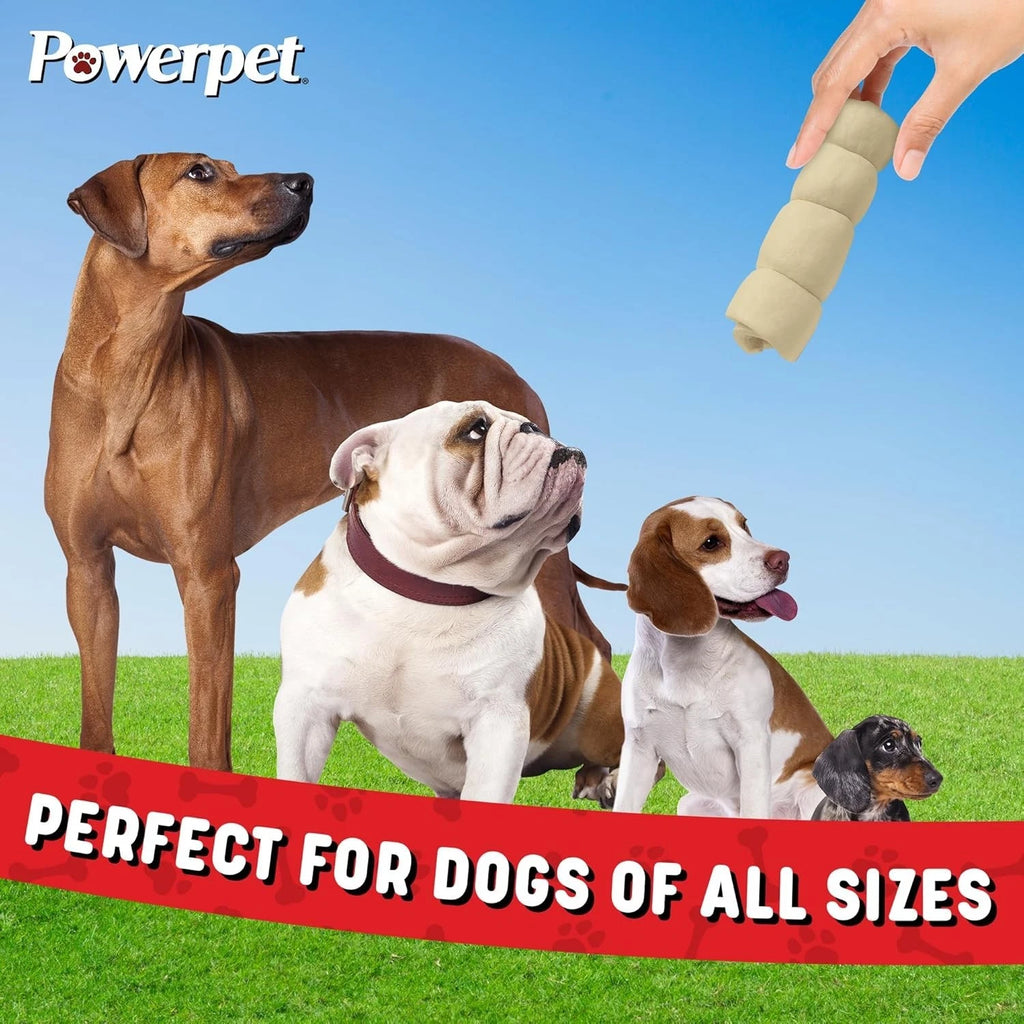 Powerpet: Beef Cheek Rolls 8-10" BULK Natural Dog Chews- Improve Dental Hygiene