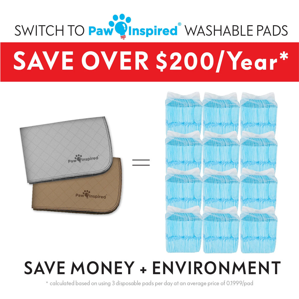 Paw Inspired Washable Dog Pads, Reusable Puppy Pee Wee Training Pads Extra Large