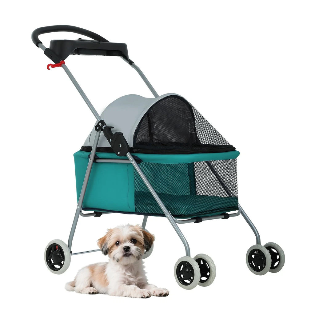 Pet Stroller 4 Wheels Posh Folding Waterproof Portable Travel Cat Dog Stroller