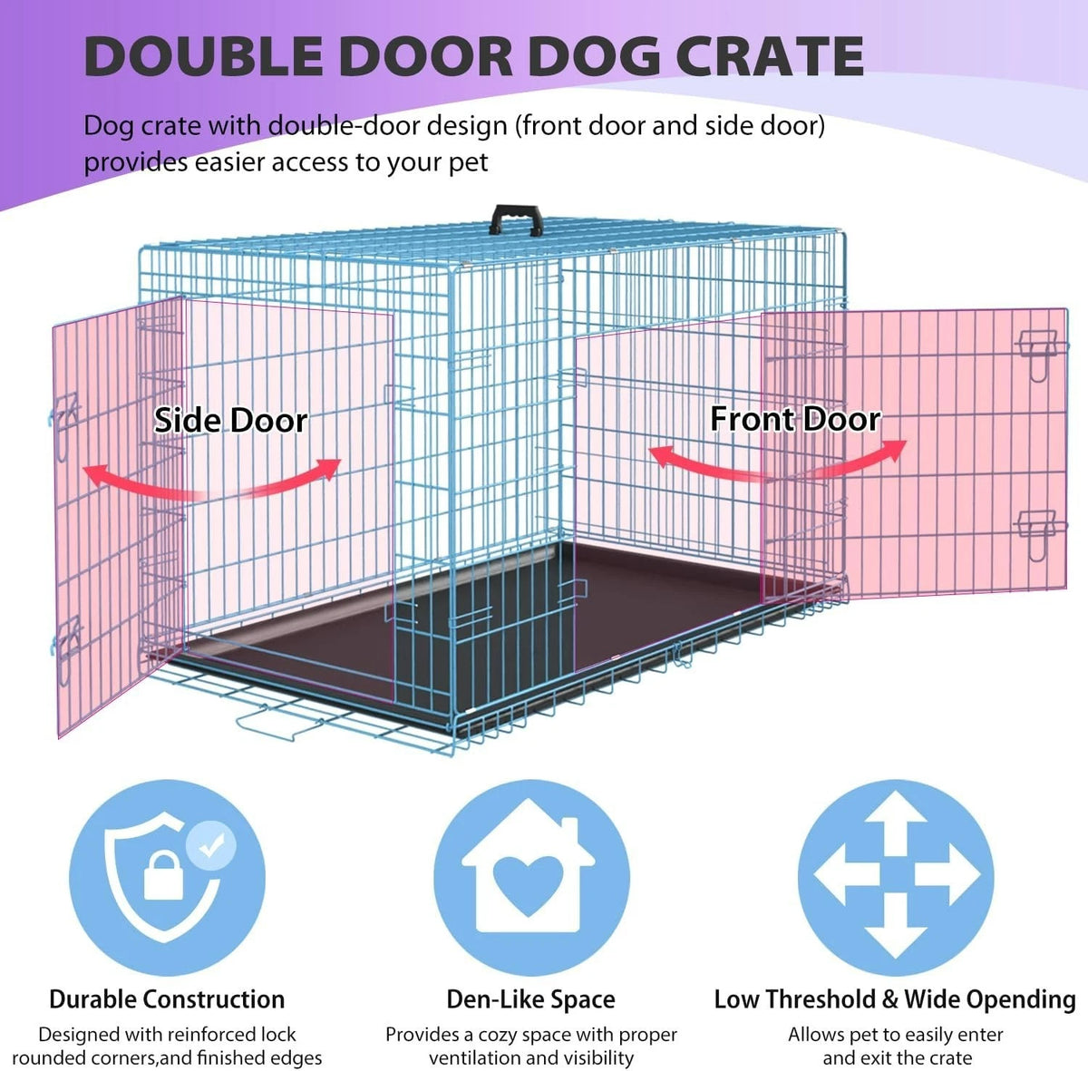 18,24,30,36,42,48 Inch Dog Crates for Large Dogs Folding Mental Wire Dog Kennels