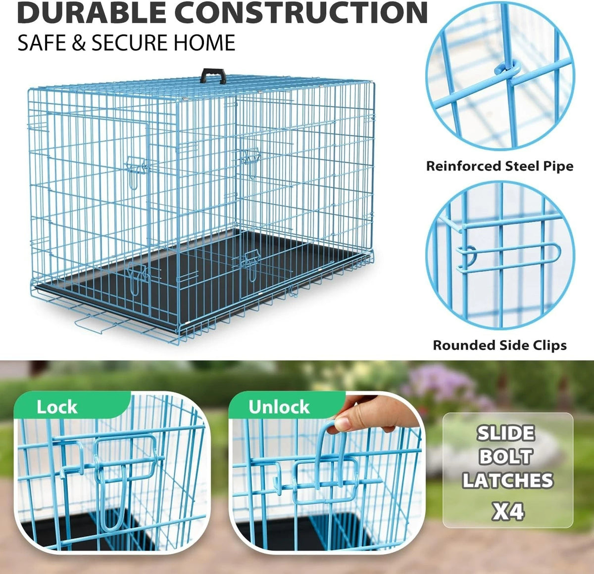 18,24,30,36,42,48 Inch Dog Crates for Large Dogs Folding Mental Wire Dog Kennels