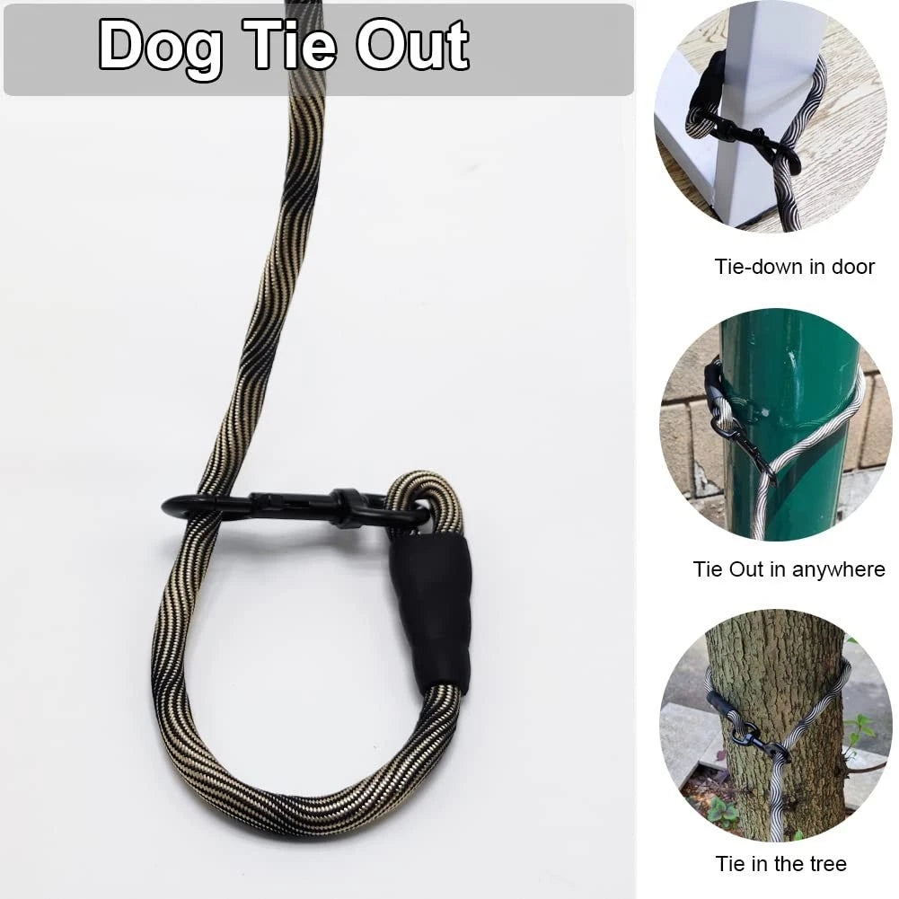 Heavy Duty Dog Tie Out Tether Long Training Leash Outdoor Yard Camp Rope Lead