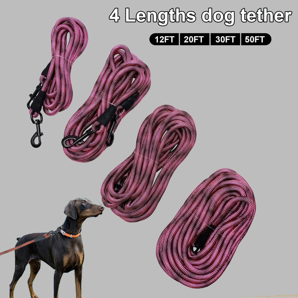 Heavy Duty Dog Tie Out Tether Long Training Leash Outdoor Yard Camp Rope Lead