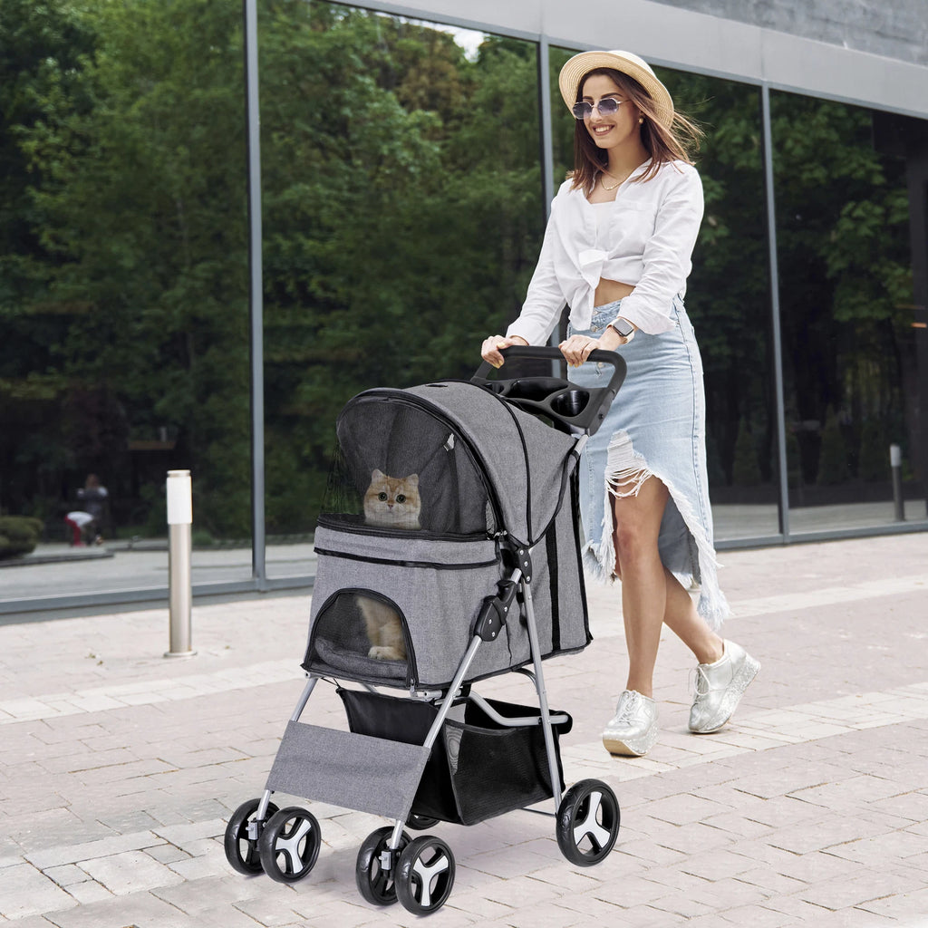 Pet Stroller for Medium Small Dogs Foldable 4 Wheels Dog Strollers Lightweight