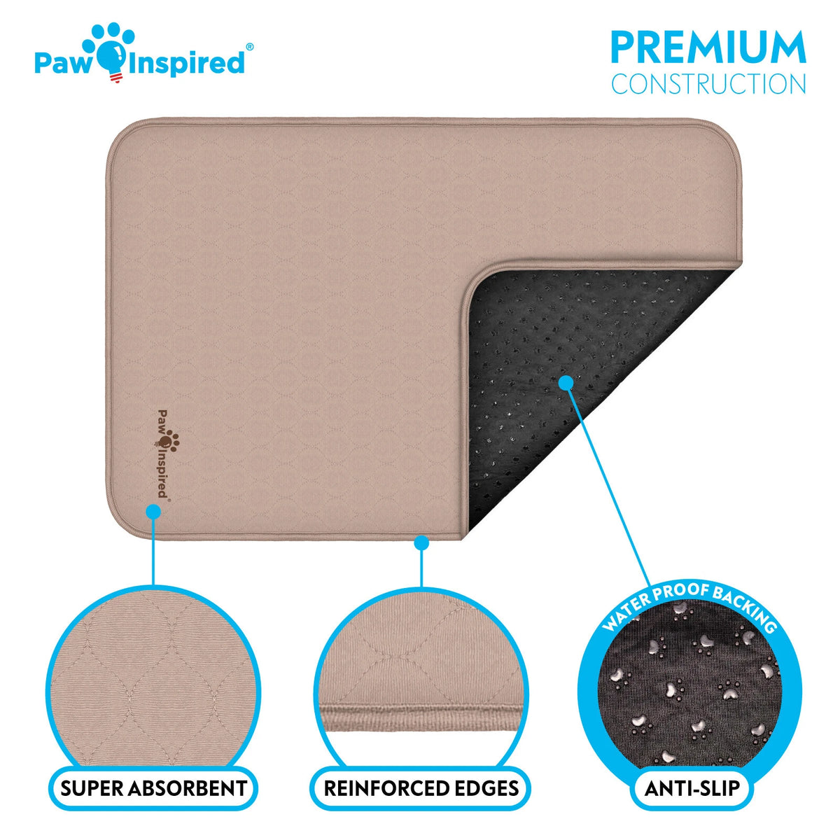 Paw Inspired Washable Dog Pads, Reusable Puppy Pee Wee Training Pads Extra Large