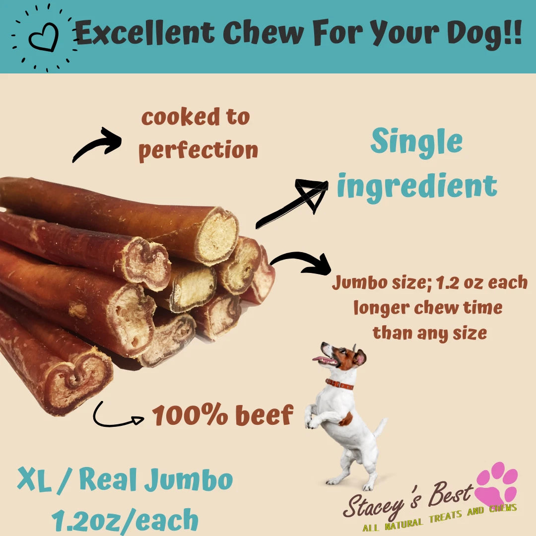 6" inch EXTRA THICK BULLY STICKS natural dog chews treats USDA & FDA approved