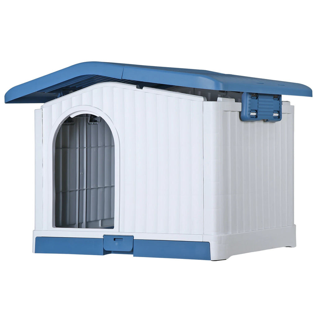 Large Plastic Dog House Indoor Outdoor Dog Kennel Waterproof Puppy Shelter Blue