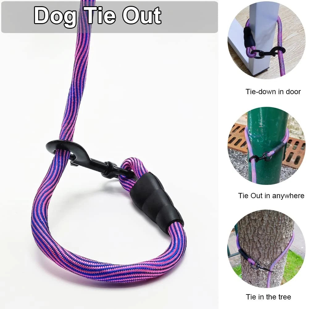 Heavy Duty Dog Tie Out Tether Long Training Leash Outdoor Yard Camp Rope Lead