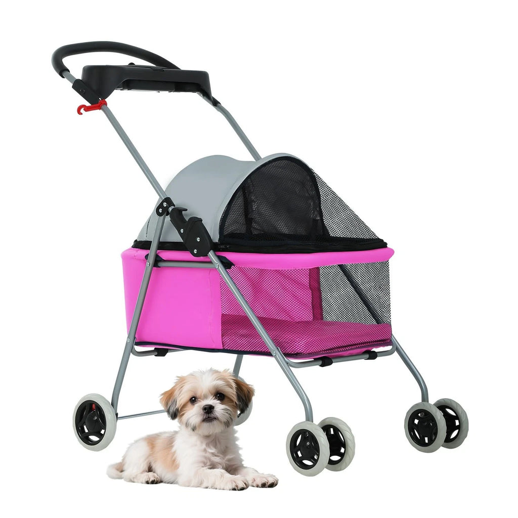 Pet Stroller 4 Wheels Posh Folding Waterproof Portable Travel Cat Dog Stroller