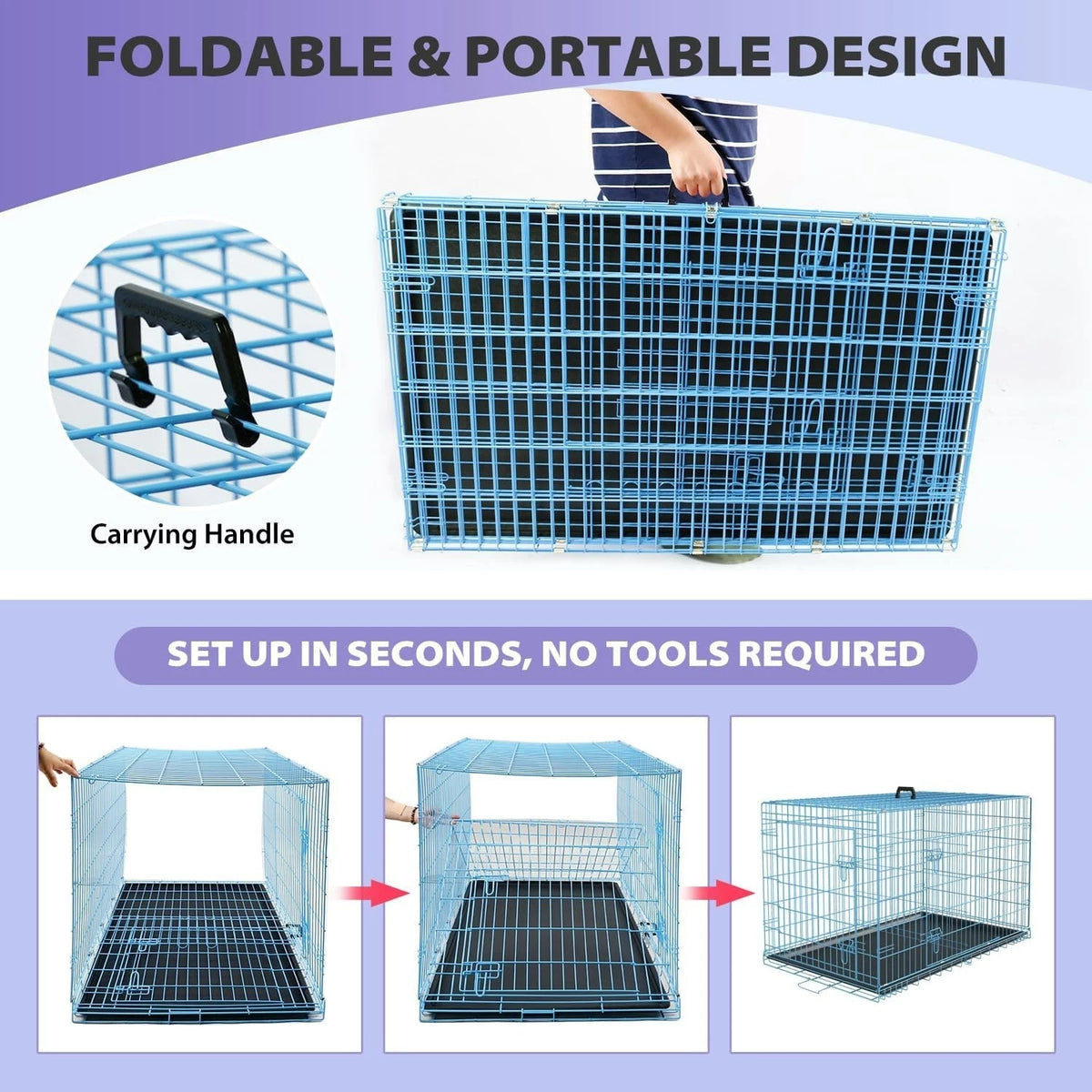 18,24,30,36,42,48 Inch Dog Crates for Large Dogs Folding Mental Wire Dog Kennels