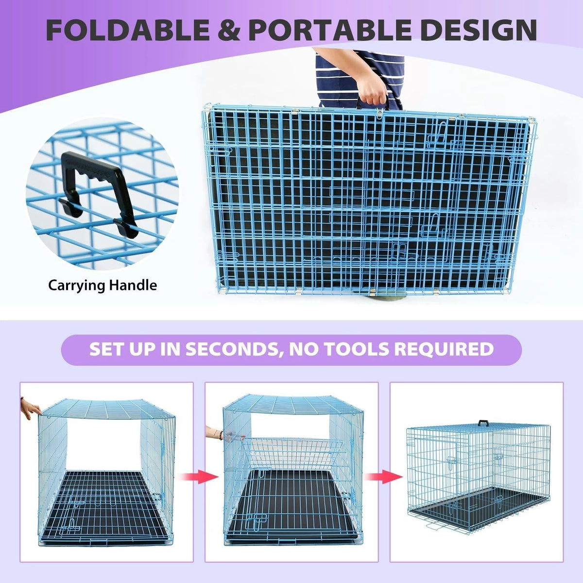 18,24,30,36,42,48 Inch Dog Crates for Large Dogs Folding Mental Wire Dog Kennels