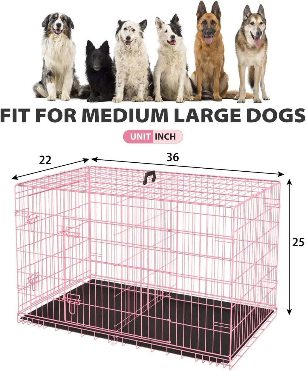 18,24,30,36,42,48 Inch Dog Crates for Large Dogs Folding Mental Wire Dog Kennels