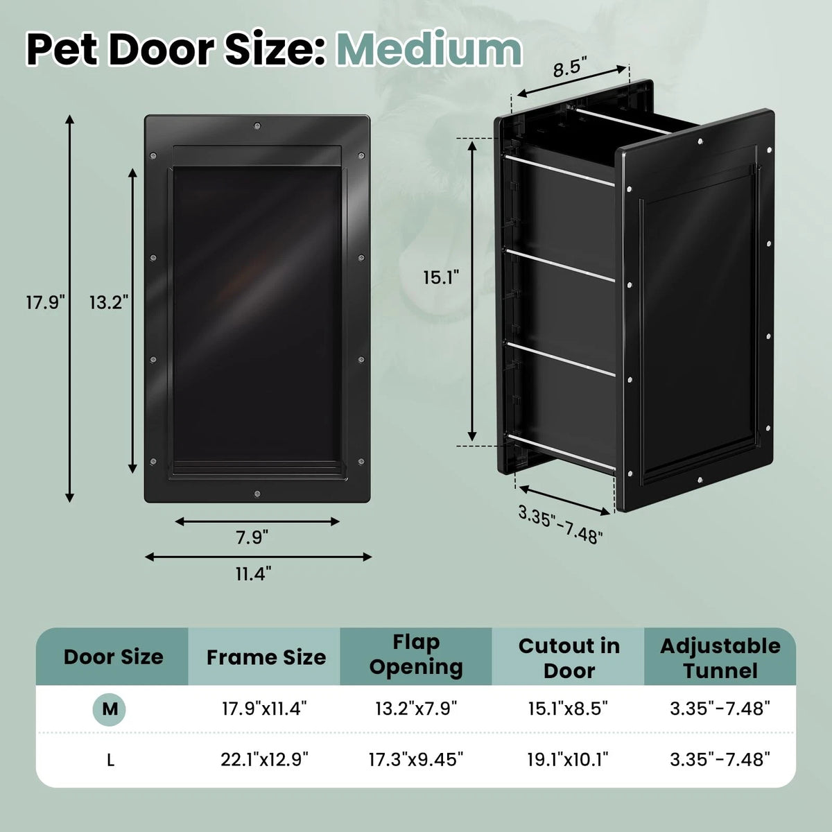 Dog Door 3 Flap, Plastic Dog Door for Wall, Large Doggy Door, Dogie Door