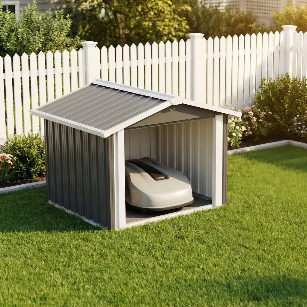 Large Metal Dog House Outdoor Indoor Pet Dog Shelter w/ PVC Door for Large Dogs