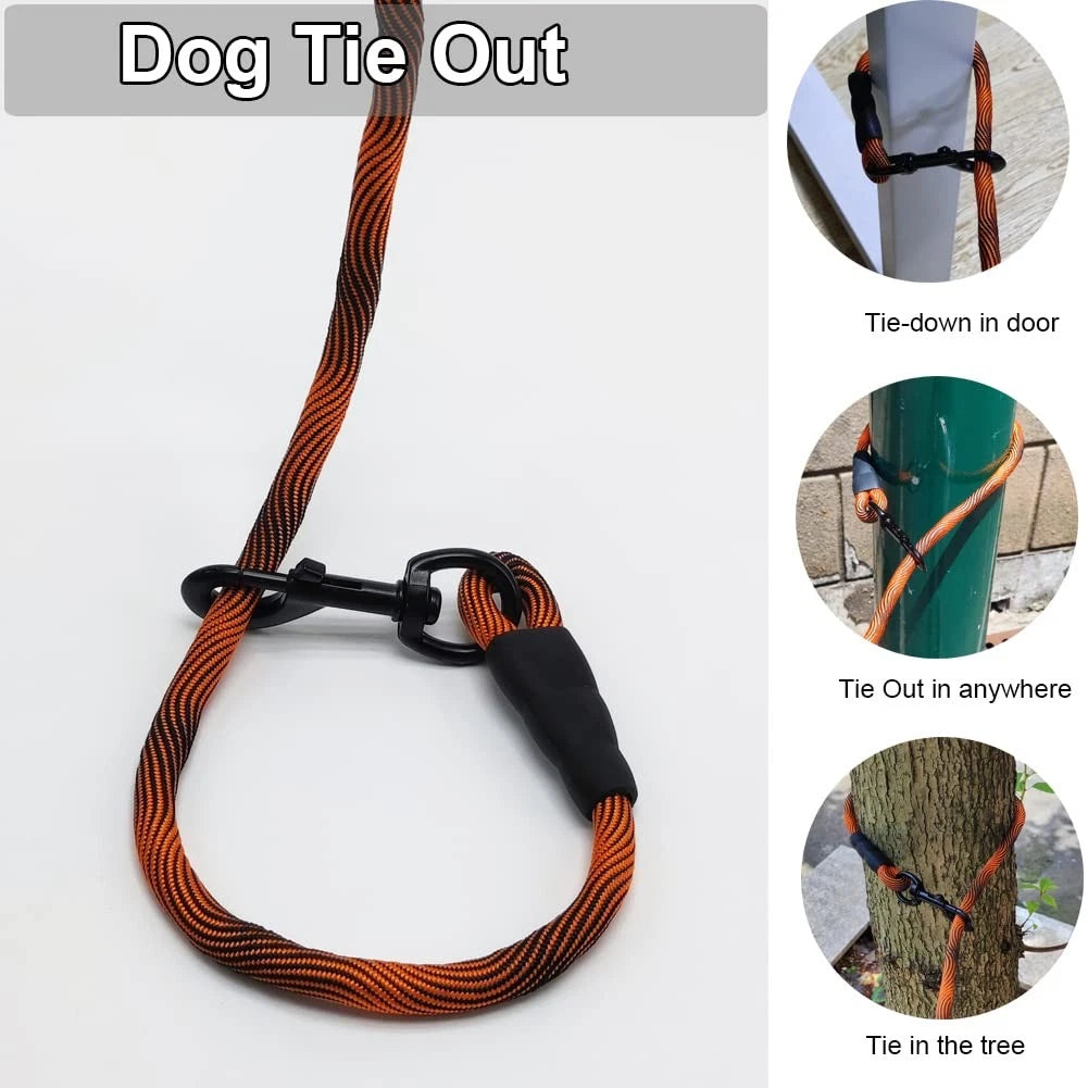 Heavy Duty Dog Tie Out Tether Long Training Leash Outdoor Yard Camp Rope Lead