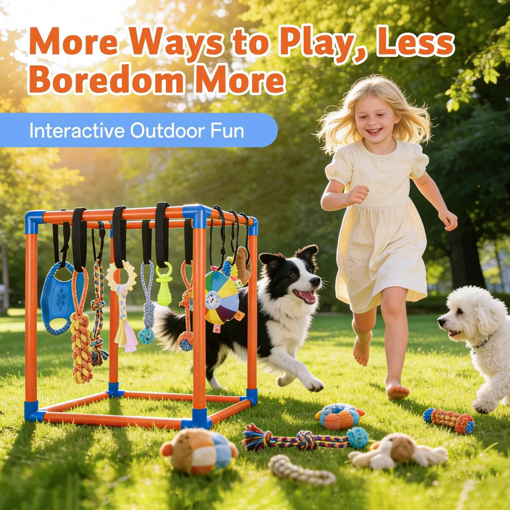 Puppy Play Gym with 10 Hanging Toys for Small/Medium Dogs, Dog Gym Playground, D