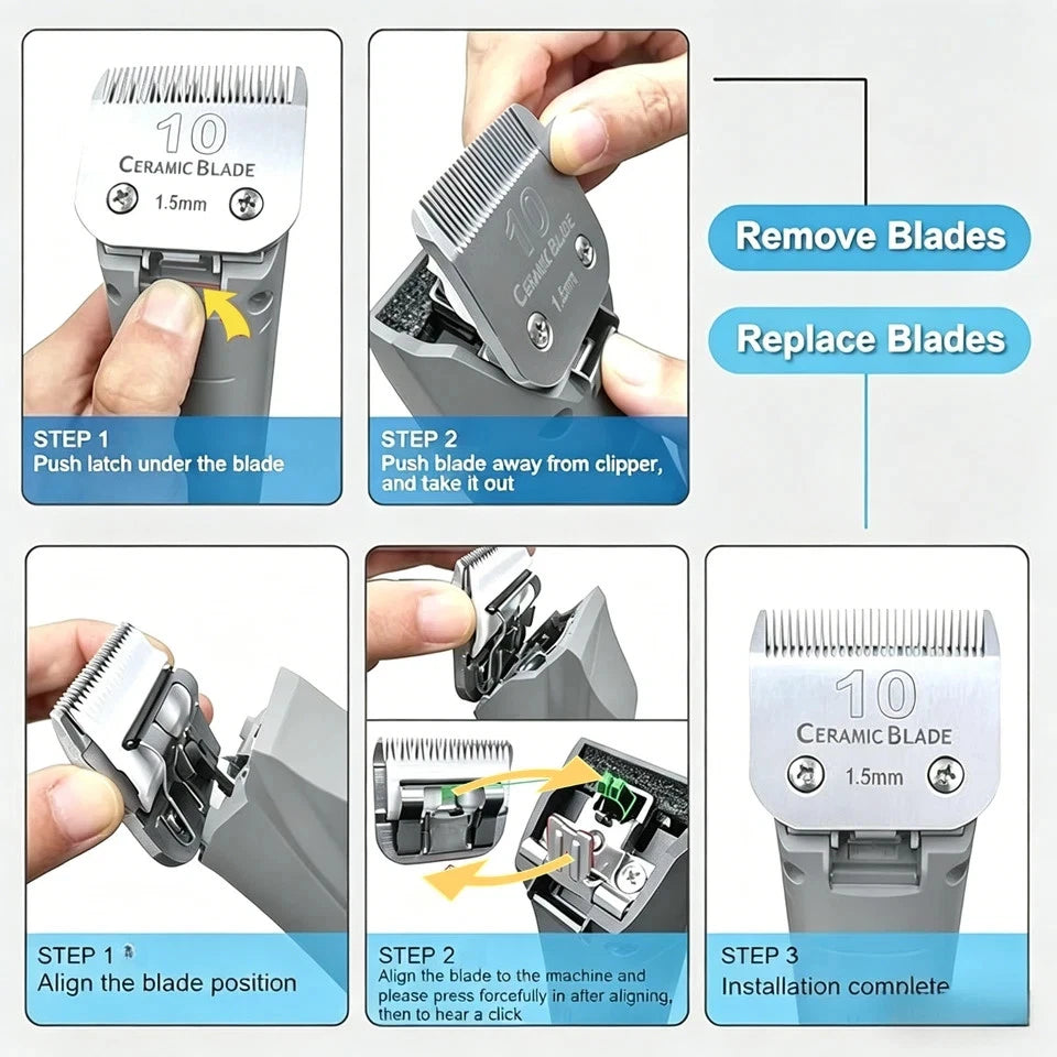 Detachable Pet Dog Grooming Ceramic Blades for Andis Oster Wahl KM10 Series