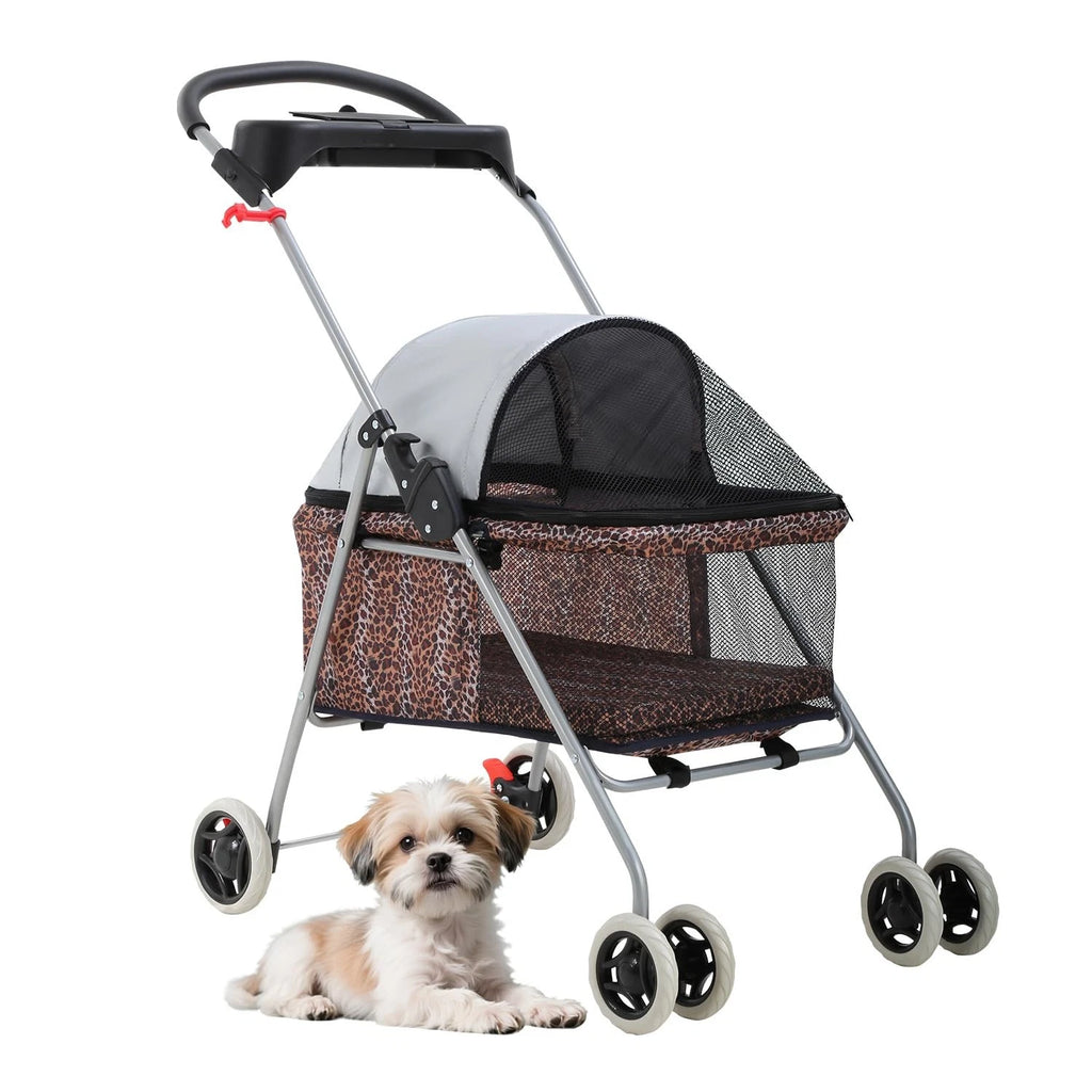 Pet Stroller 4 Wheels Posh Folding Waterproof Portable Travel Cat Dog Stroller