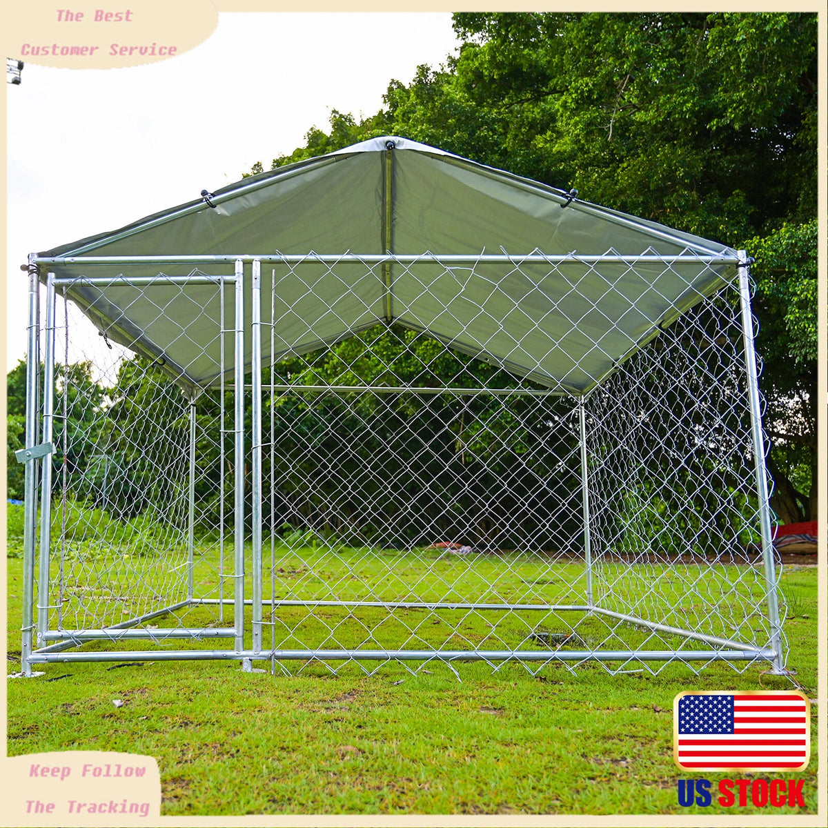 10'x10' / 6.56'x6.56' Outdoor Large Pet Dog Run House Kennel Run House w/ Cover