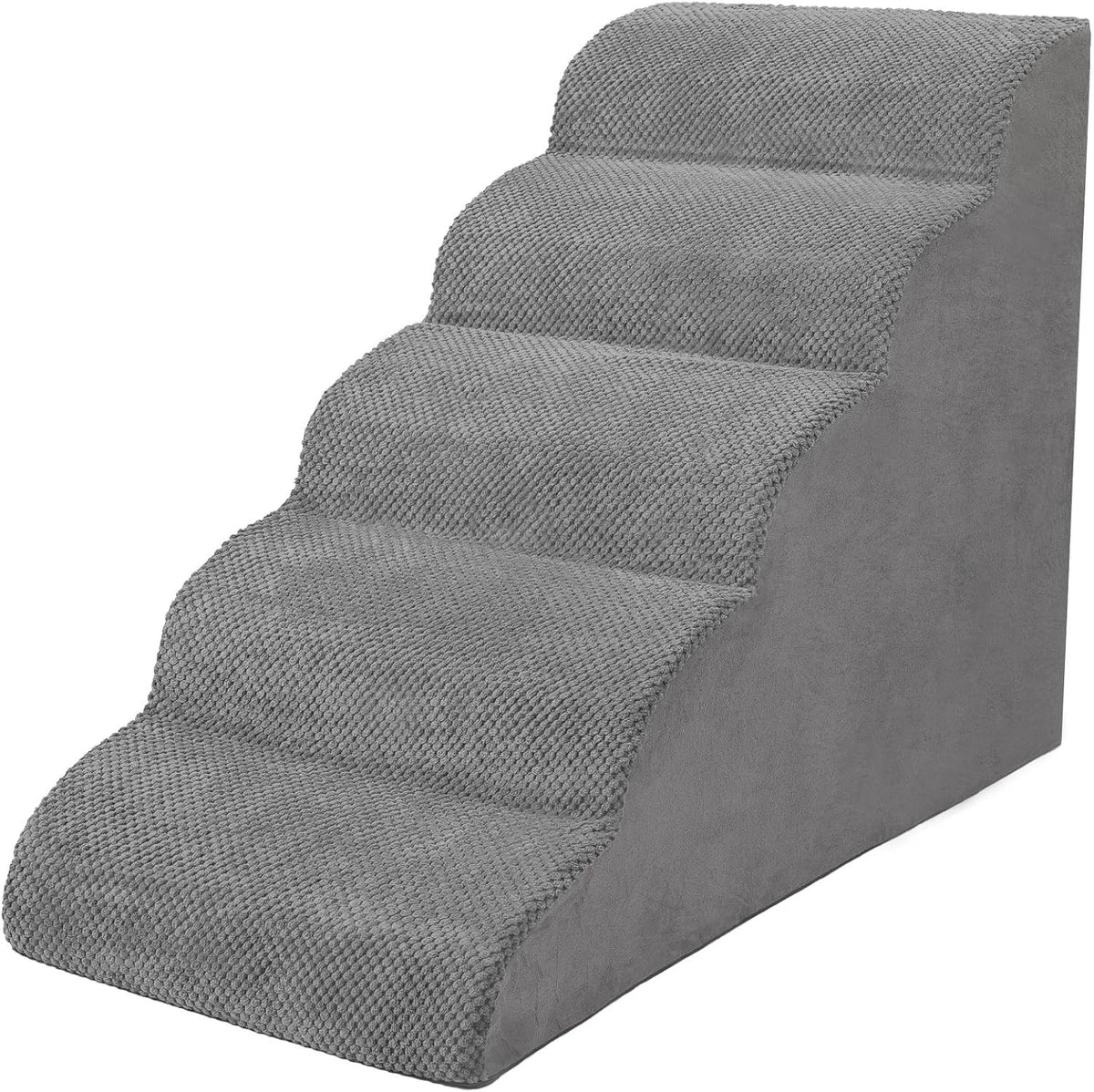 5-Tier Foam Dog Stair Extra Wide Non-Slip Pet Ramp for High Bed & Couch & Window