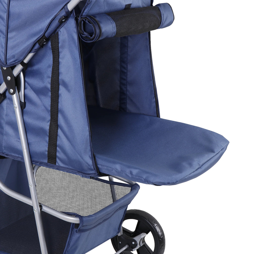 Dog Stroller 3/4-Wheels w/Storage Basket & Cup Holder Foldable Cat Pet Stroller