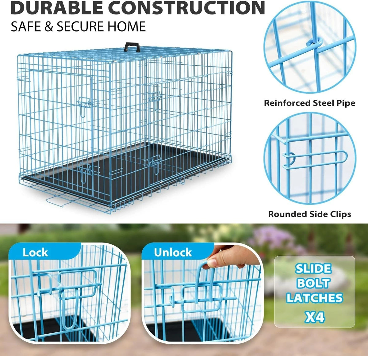18,24,30,36,42,48 Inch Dog Crates for Large Dogs Folding Mental Wire Dog Kennels