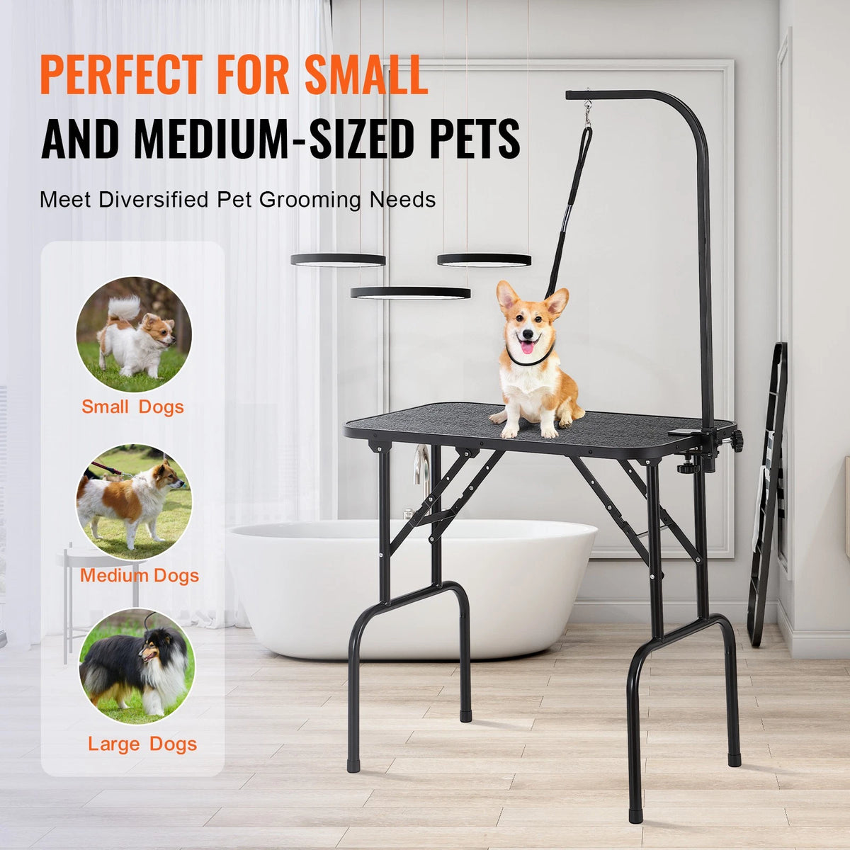 Uimoso Pet Dog Cat Grooming Table Arm with Clamp 32'' Foldable Adjustable Height