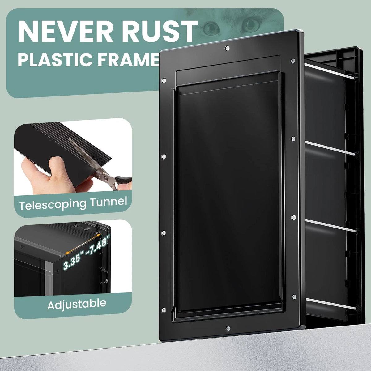 Dog Door 3 Flap, Plastic Dog Door for Wall, Large Doggy Door, Dogie Door