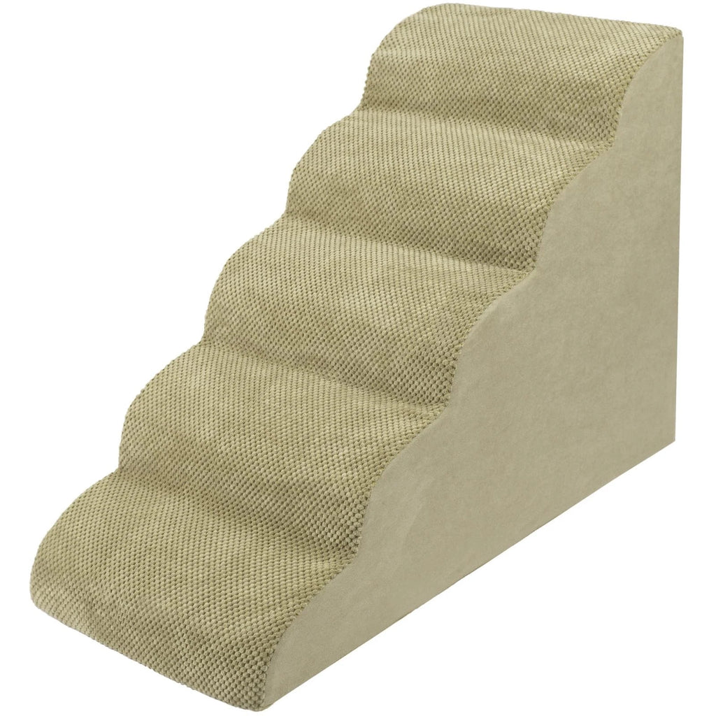 5-Tier Foam Dog Stair Extra Wide Non-Slip Pet Ramp for High Bed & Couch & Window