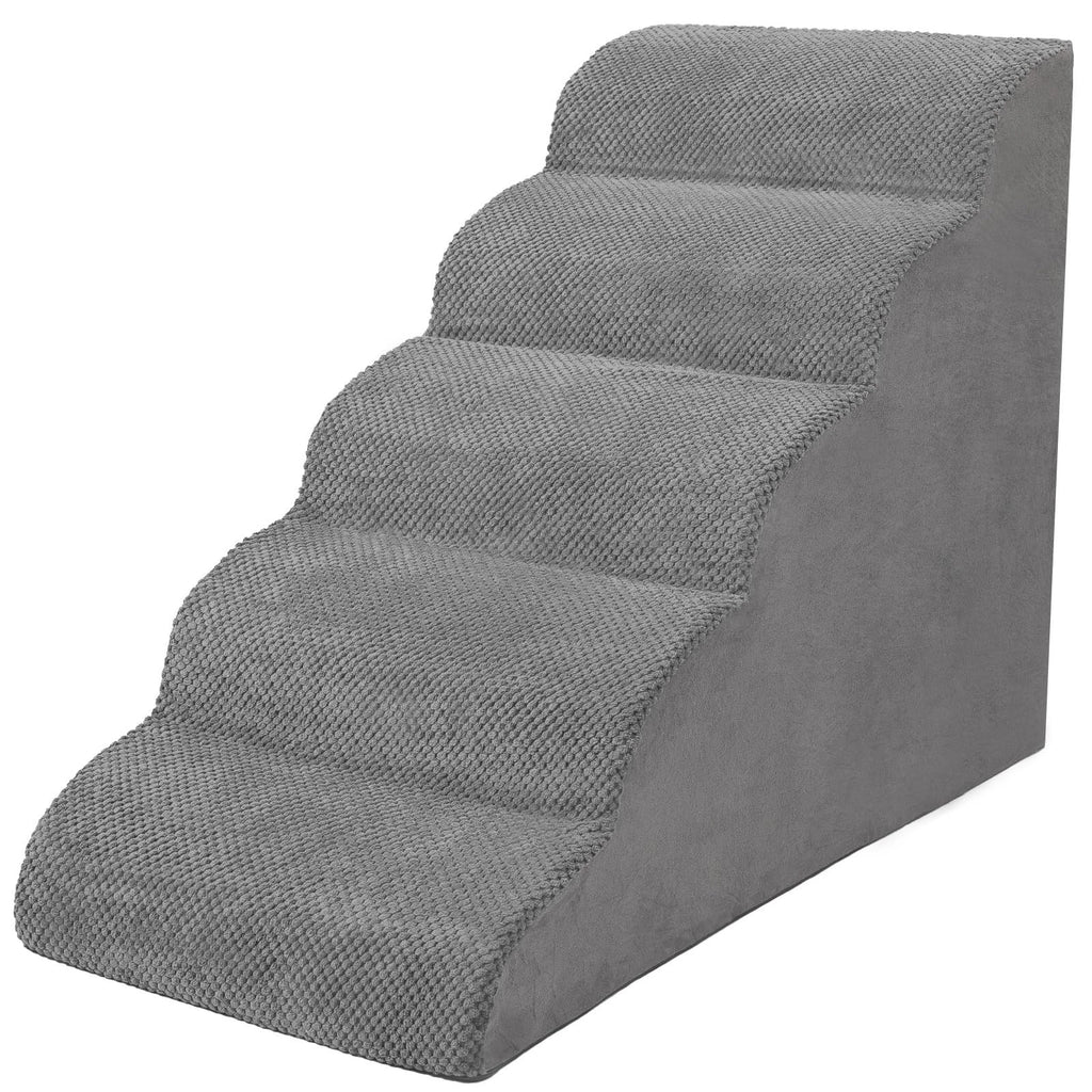 5-Tier Foam Dog Stair Extra Wide Non-Slip Pet Ramp for High Bed & Couch & Window