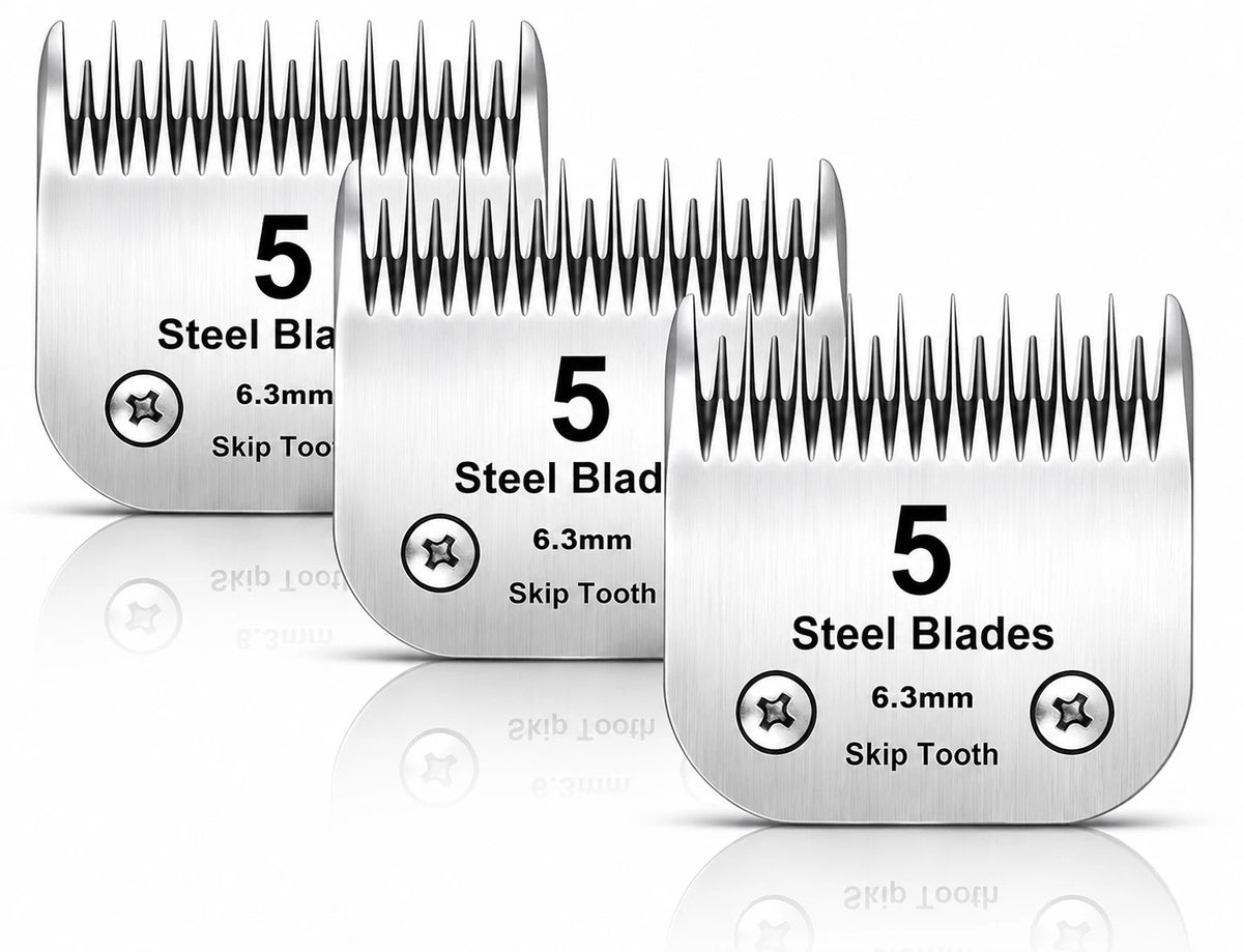 Dog Grooming Blades for Andis Oster A5 Wahl KM10 Clippers (10 7 5 4 Skip Tooth)