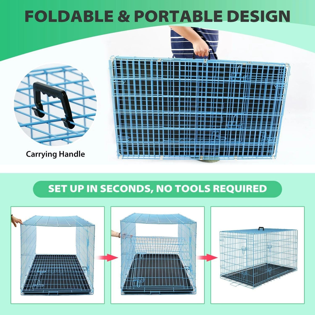 18,24,30,36,42,48 Inch Dog Crates for Large Dogs Folding Mental Wire Dog Kennels
